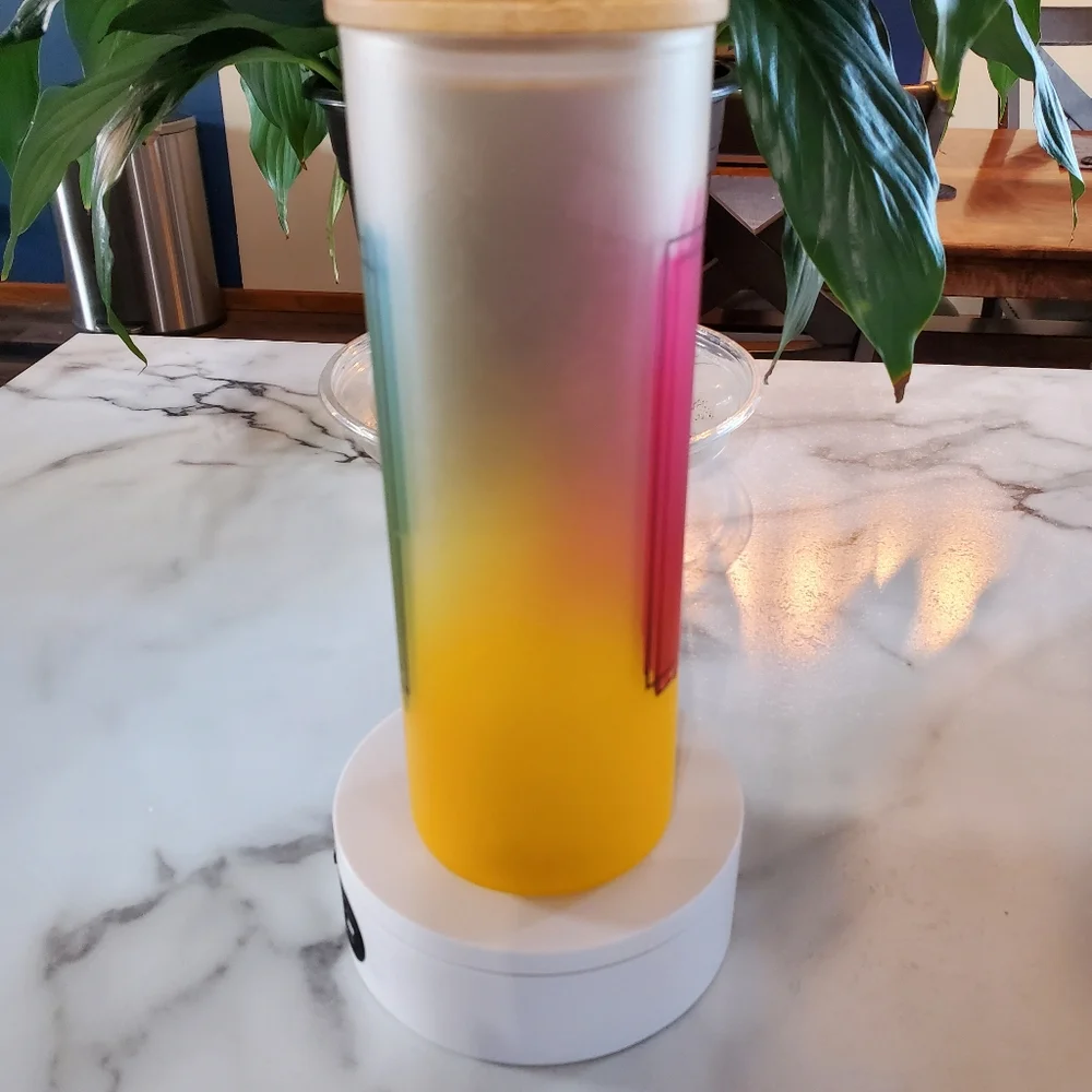 TERRIBLE THIRTIES 20oz Gradient Yellow Glass Tumbler with duo lids 🎉sale